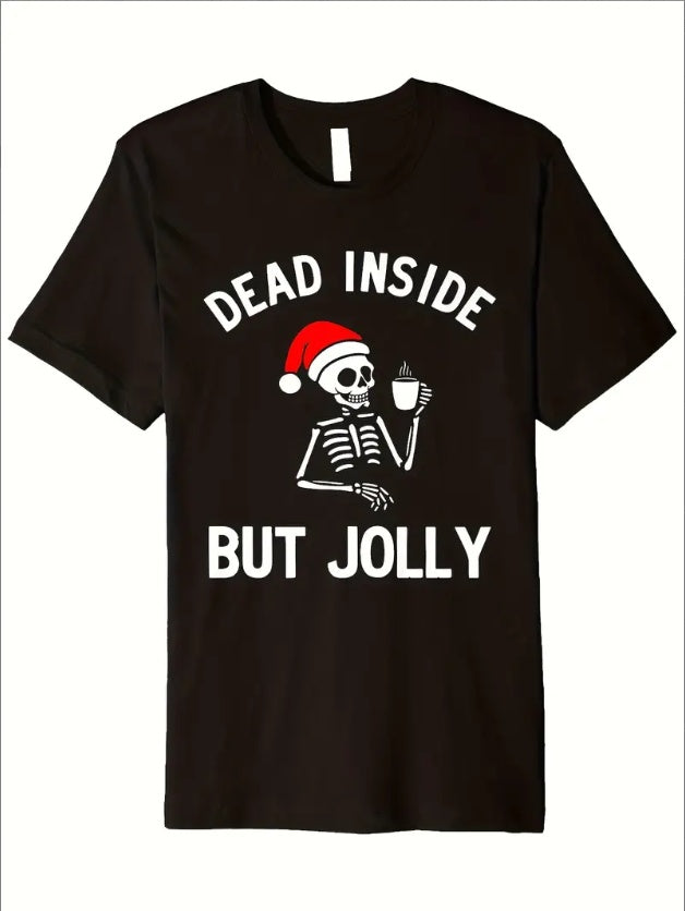 The Heart Is Dead, But The Jolly Funny Christmas Skull Wears A Santa Hat On His High-end T-shirt